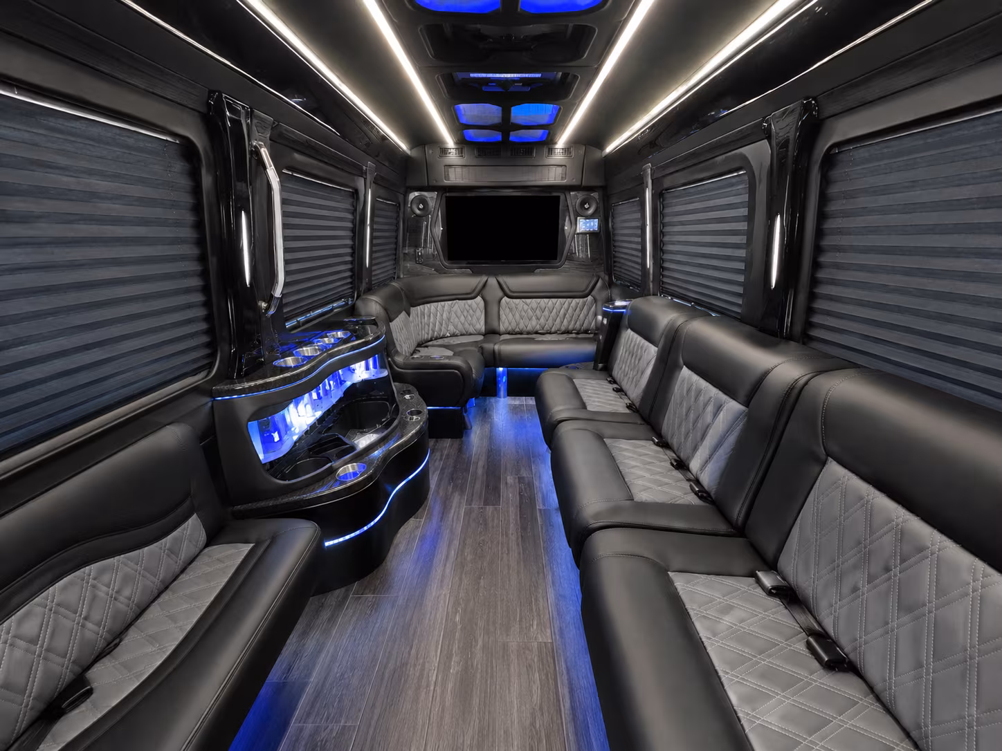 san leandro 15 passenger party bus interior