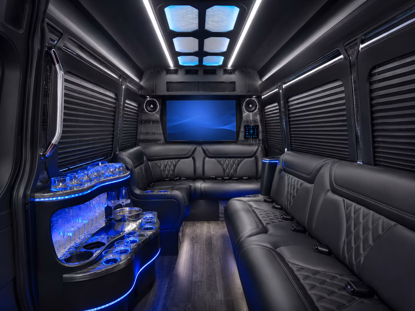 san leandro 28 passenger party bus inside